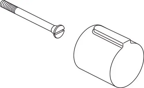 Zwei Komponenten: Ein Schraubenkopf mit Schlitz und ein zylindrisches Bauteil mit einer Nut. Ideal Standard-Produkt zur Befestigung oder Verbindung in einem System.